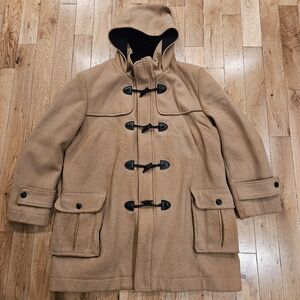 LL Bean Wool Duffle Coat XL Reg Sterlingwear Boston Toggle Zip Hooded Vtg USA